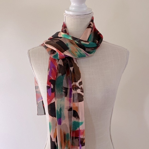 Satin stripe lightweight multi color paint 🎨 fashion scarf design silk feel - Picture 6 of 13